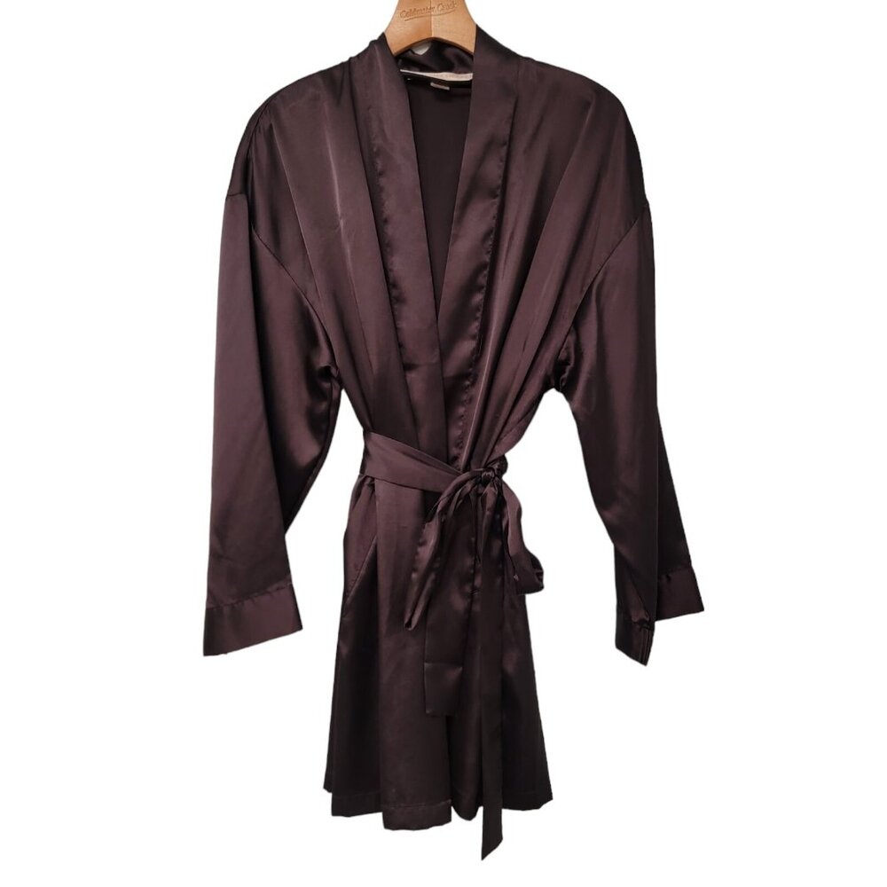 Victoria's Secret‎ Robe Vintage '99 Gold Tag Rich Plum Bathrobe Kimono Wrap